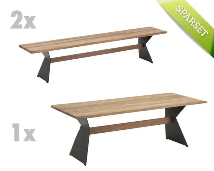 Sitzgruppe NIEHOFF �Noah Nero Gartenm�ebel-Set 1� Teakholz, recycled Edelstahl